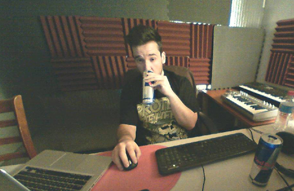 Working hard, drinking a redbull