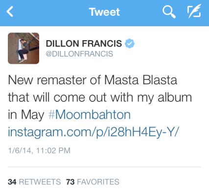 Dillon Francis tweets out to his followers info on his upcoming album release date.