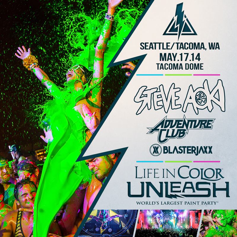 Life In Color Unleash Tacoma Washington Steve Aoki Adventure Club Blasterjaxx