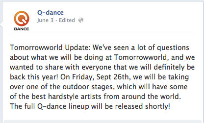 Q-dance will have a reduced presence at Tomorrowworld.