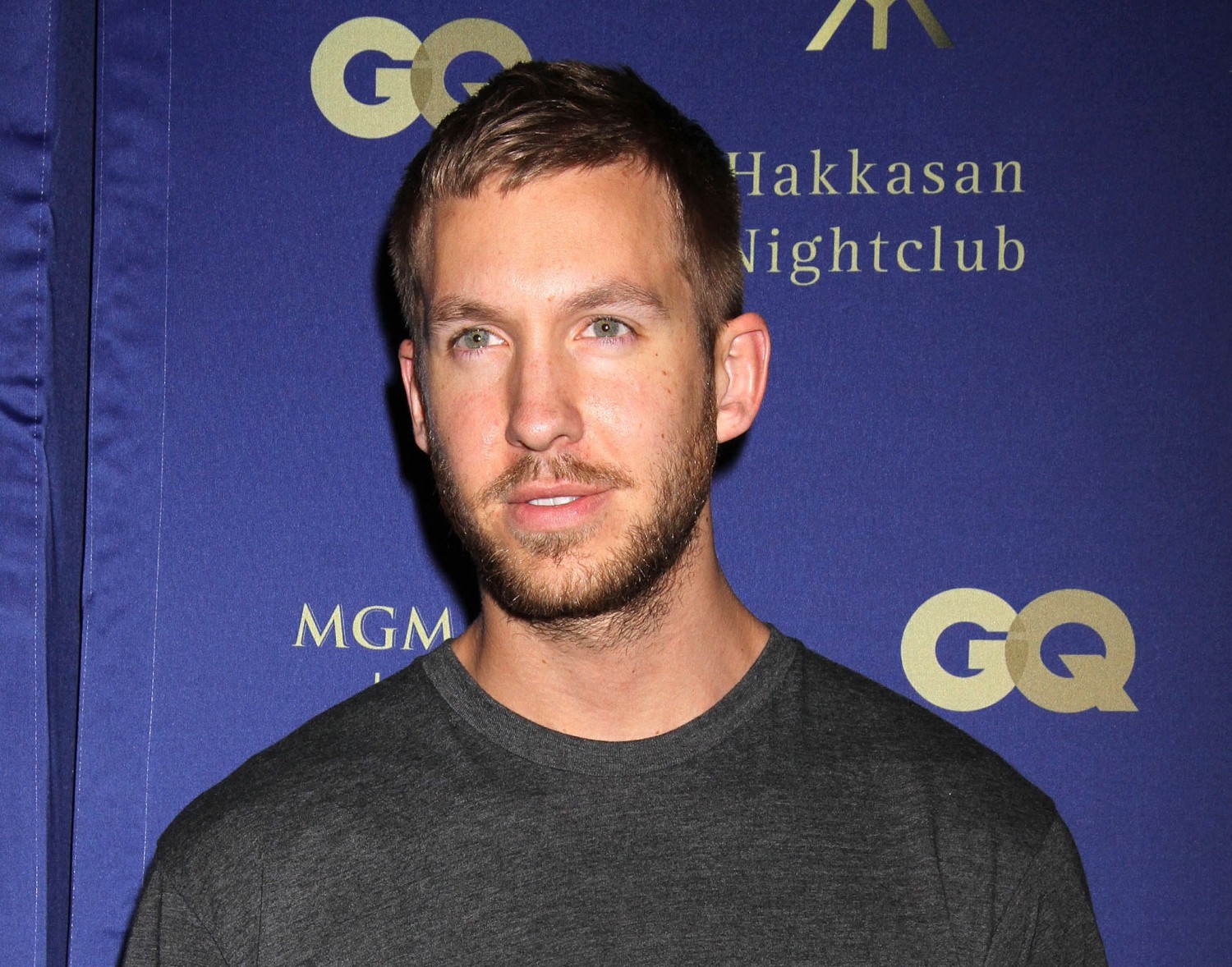 Calvin Harris on the red carpet at a GQ-sponsored event at Hakkasan.