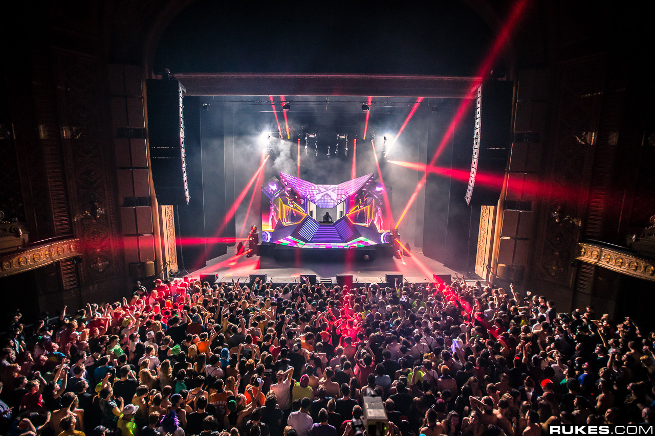 This is a photo of Excision dubstep artist performing at the Paramount Theatre.