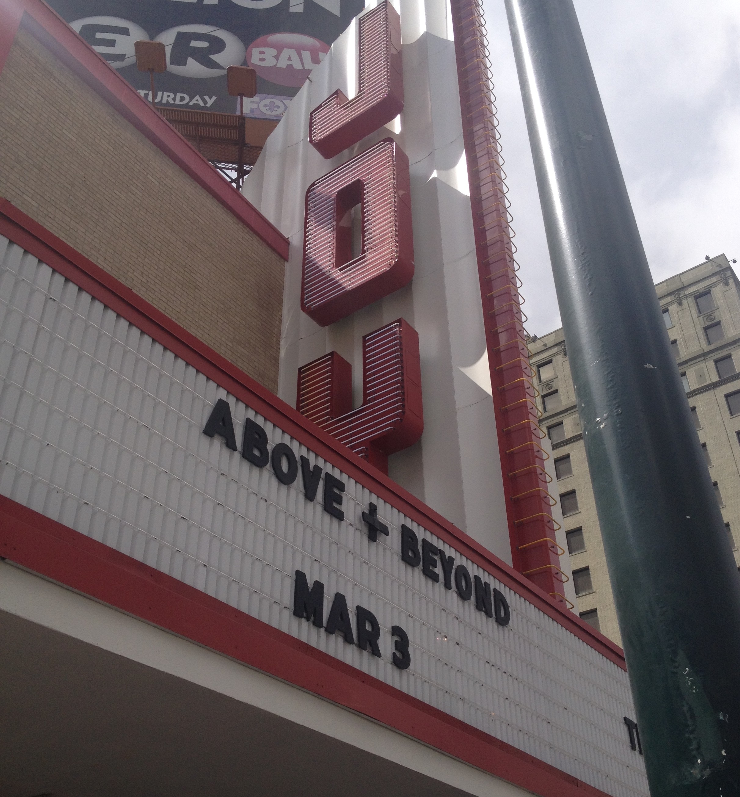 Above and Beyond on the marquee for the Joy Theater