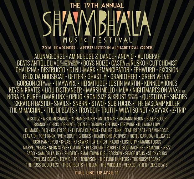 Shambhala 2016 Lineup