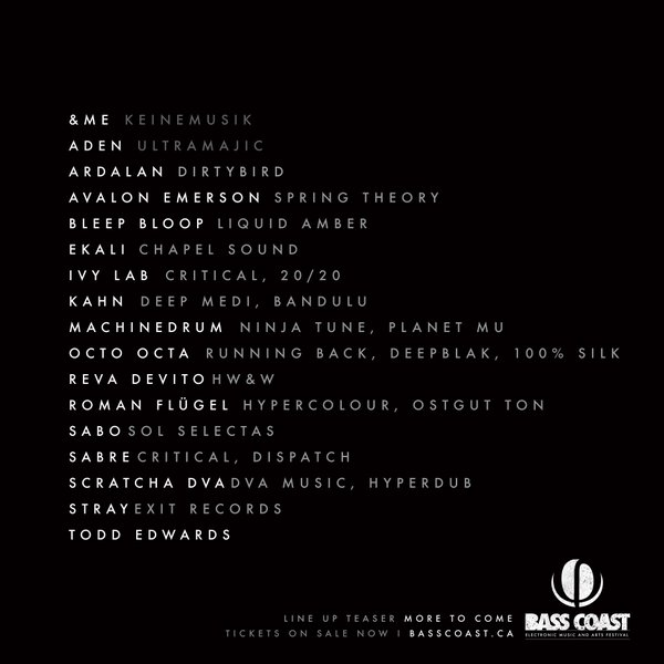 Bass Coast 2016 lineup