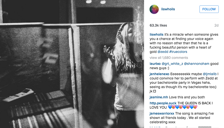 Kesha in the studio with Zedd for True Colors