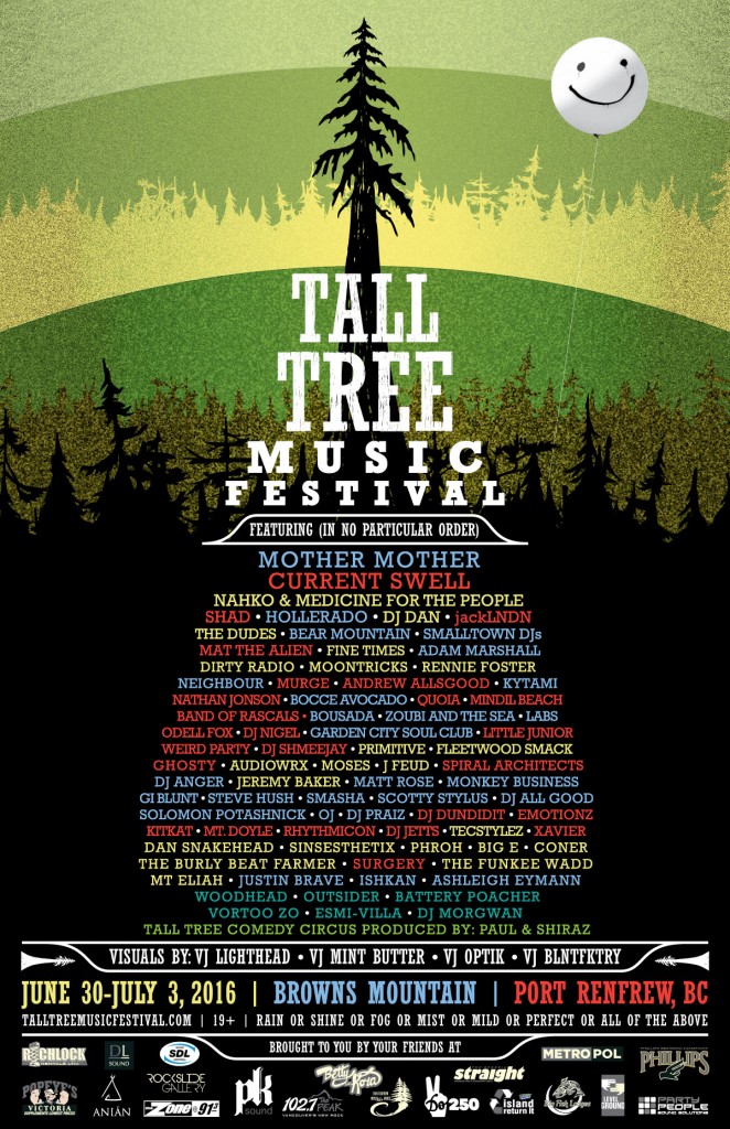 Tall Tree Music Festival lineup 2016