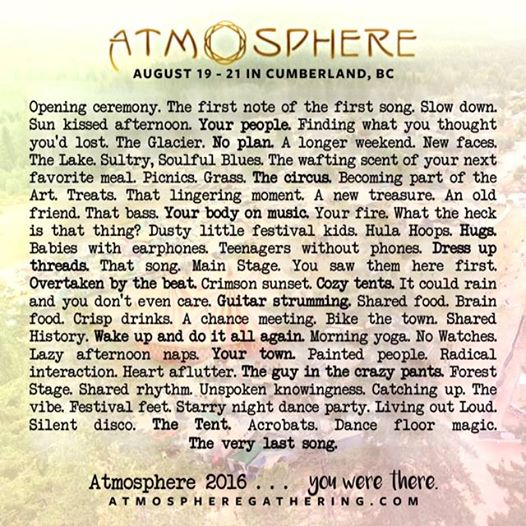 Atmosphere 2016, Atmosphere Gathering, Atmo, Vancouver Island