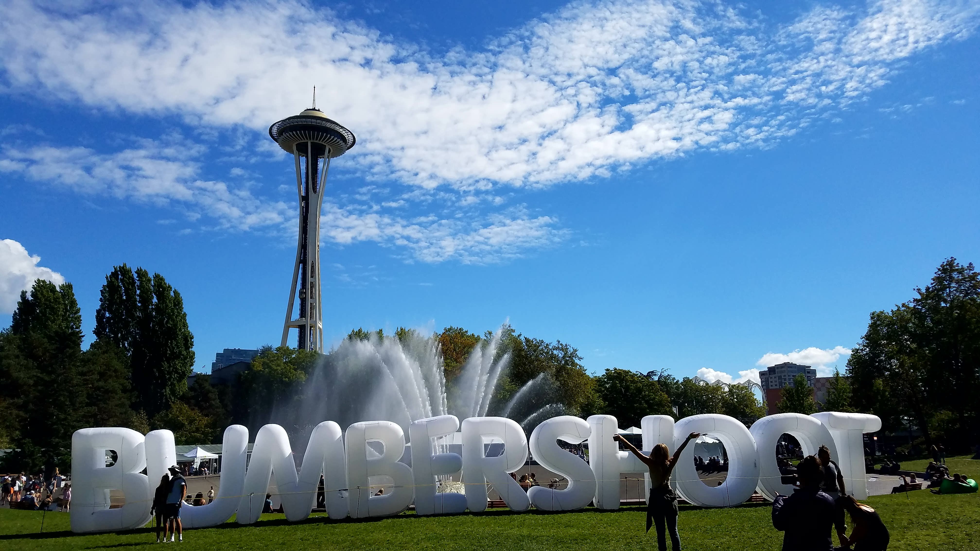 bumbershoot festival grounds with space needle in background