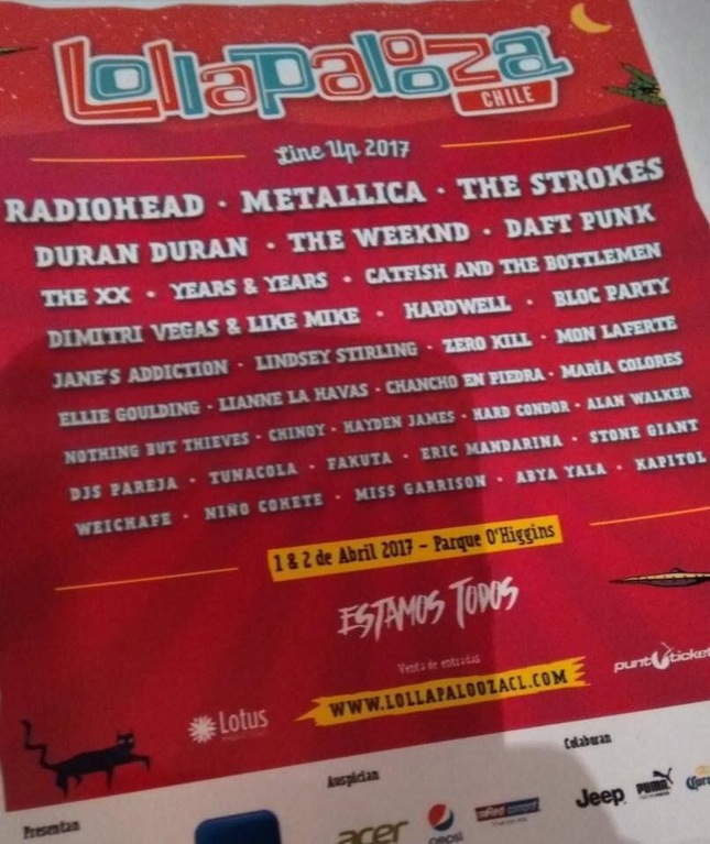 The leaked Lollapalooza Chile flyer