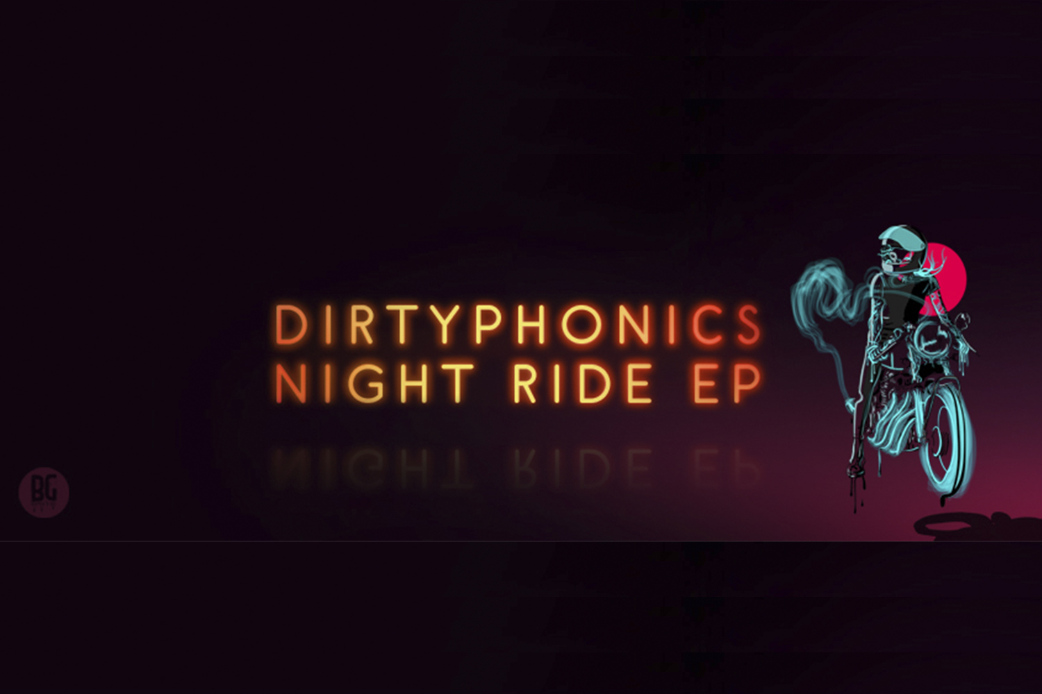 dirtyphonics night ride ep in bright orange lettering