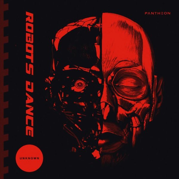 a red and black image of a machine