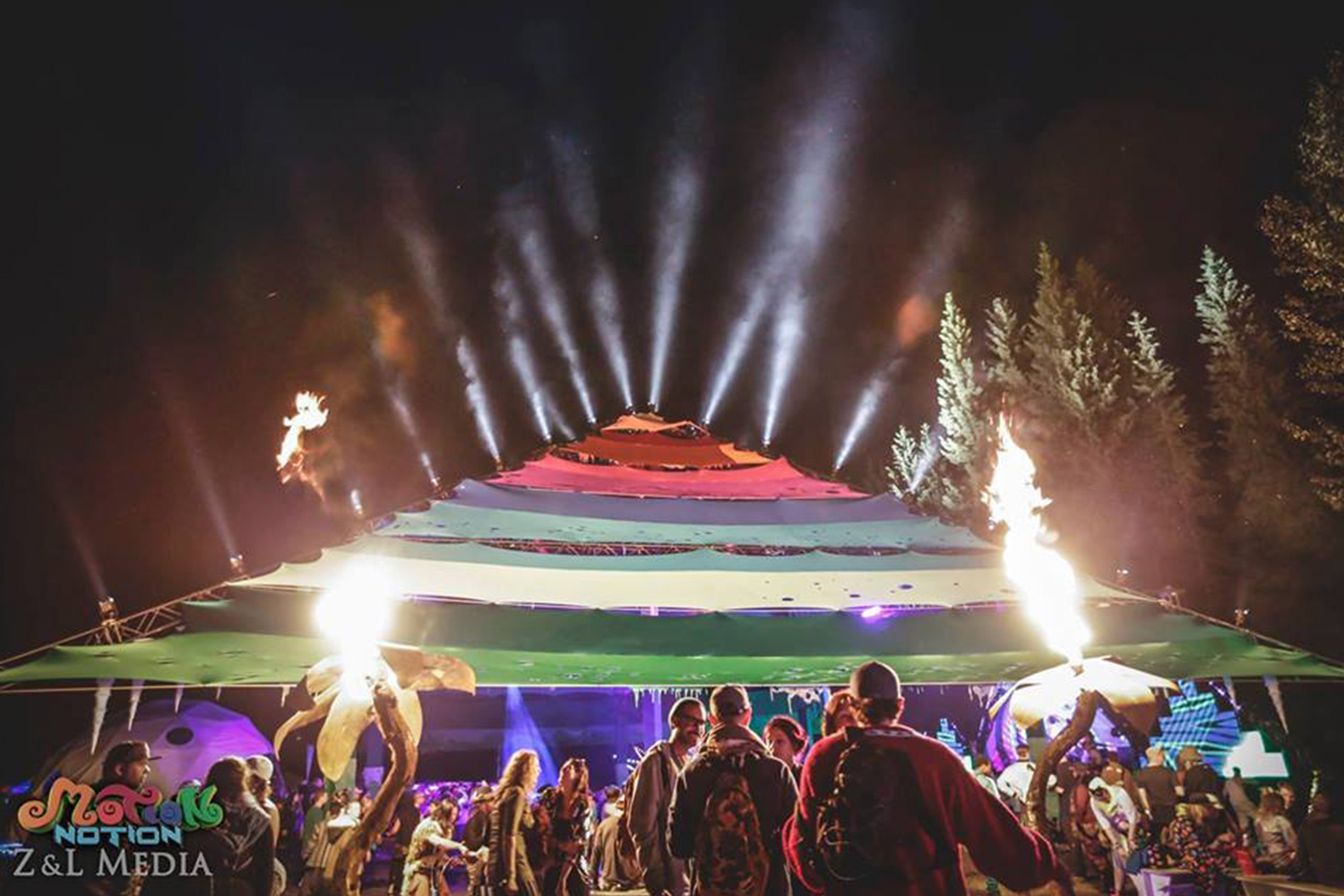 a pyramid with lights