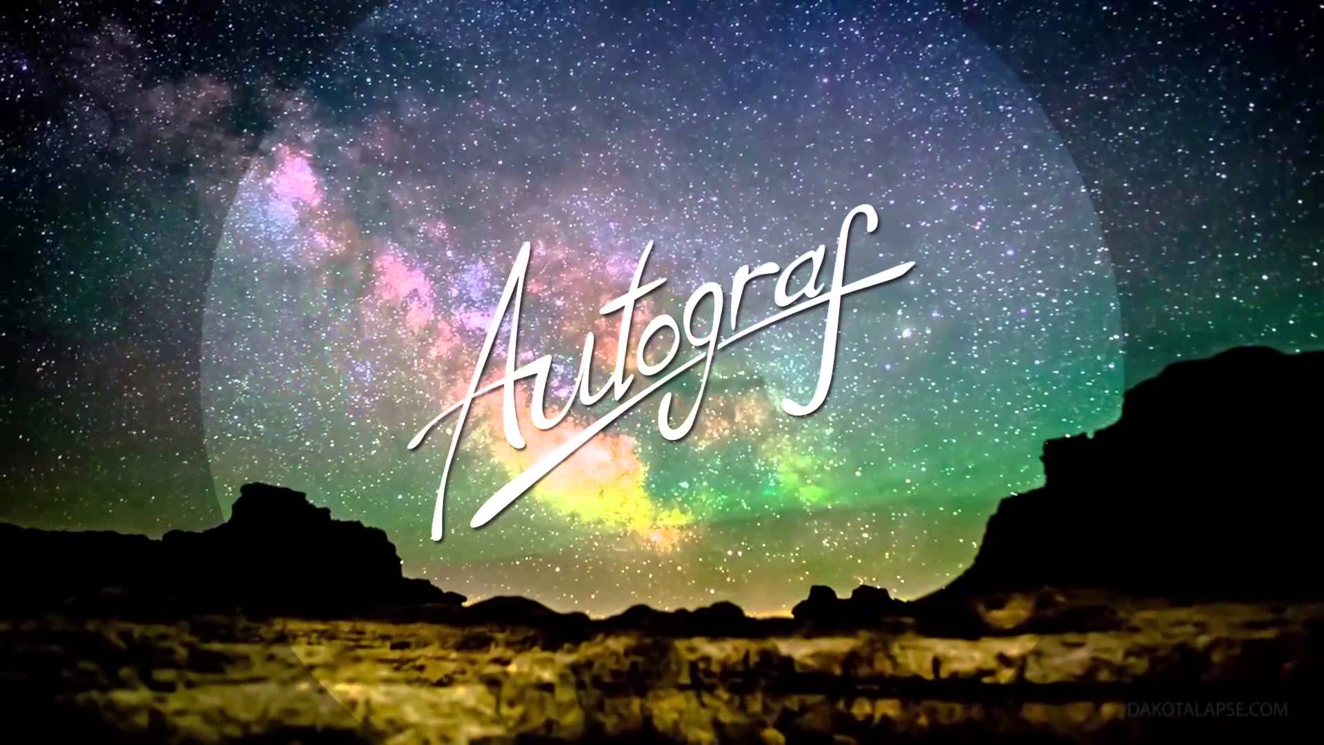 Autograf logo with galaxy background