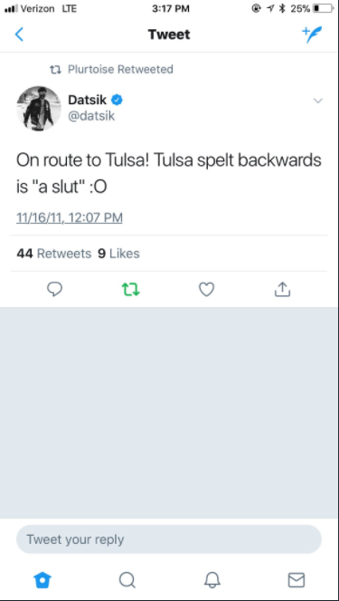 datsik tulsa slut tweet