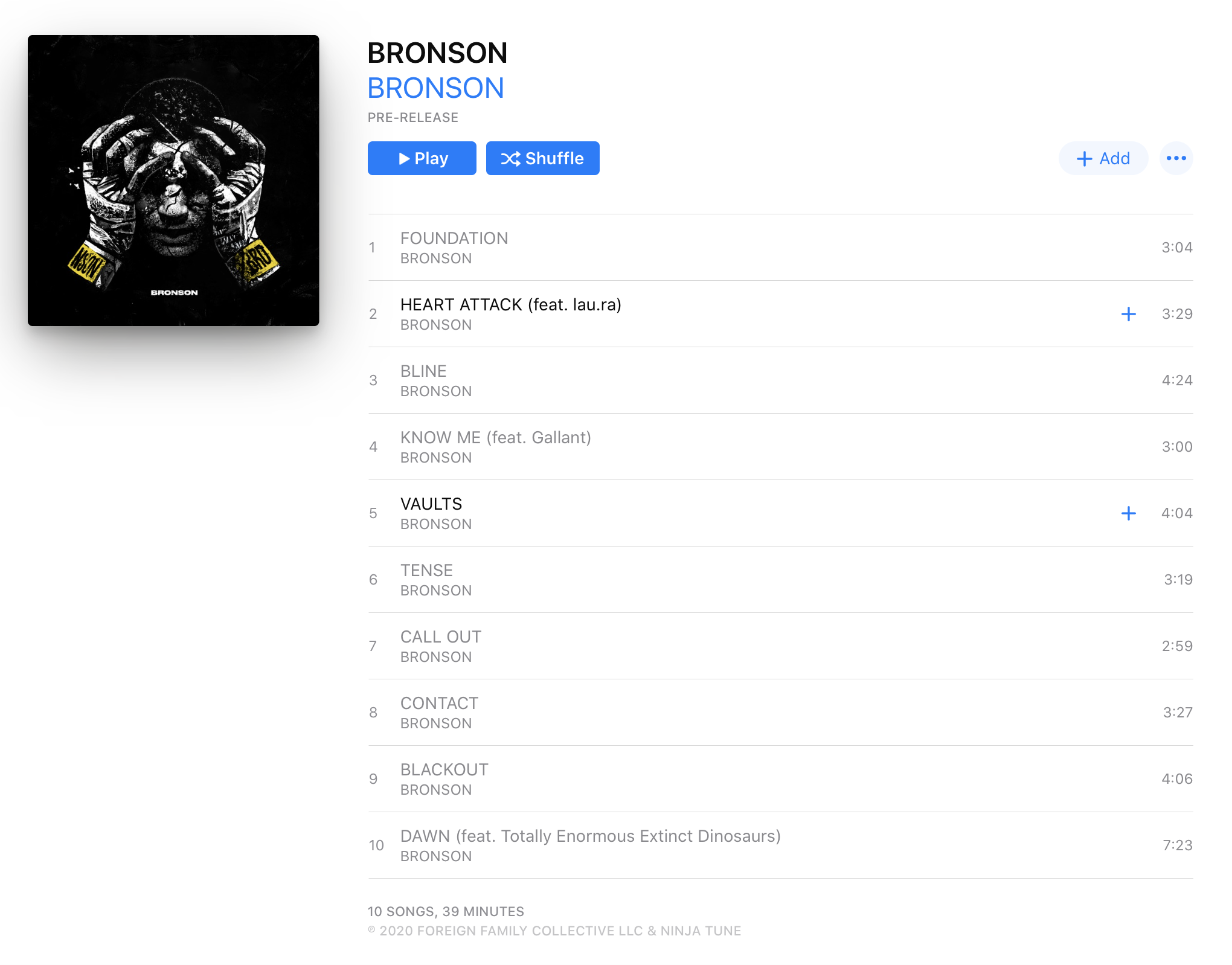 Bronson Tracklist