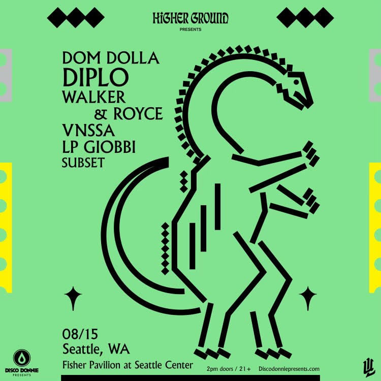 Event flyer for Higher Ground Presents Diplo