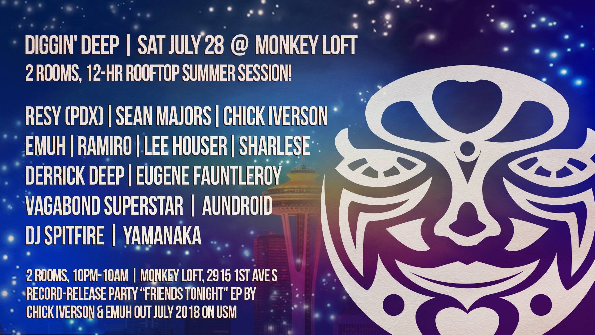 diggin deep 12 hour uniting souls monkey loft flyer