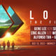 Lost Finale show poster with red and yellow sunset and triangles showing a verdant mountain valley