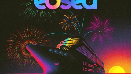 The inaugural EDSea poster with EDSea logo on to, a cruise ship below, sailing on rainbow water with a sunset in the background