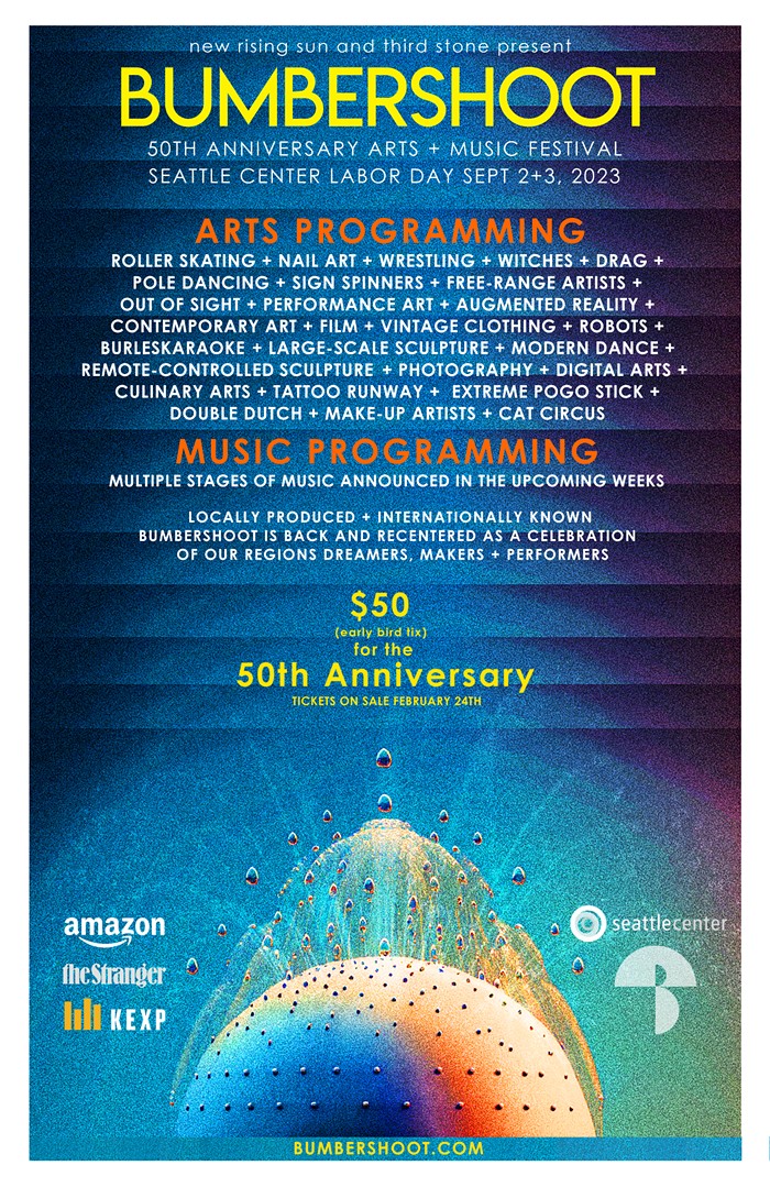 Bumbershoot 2023 arts lineup poster