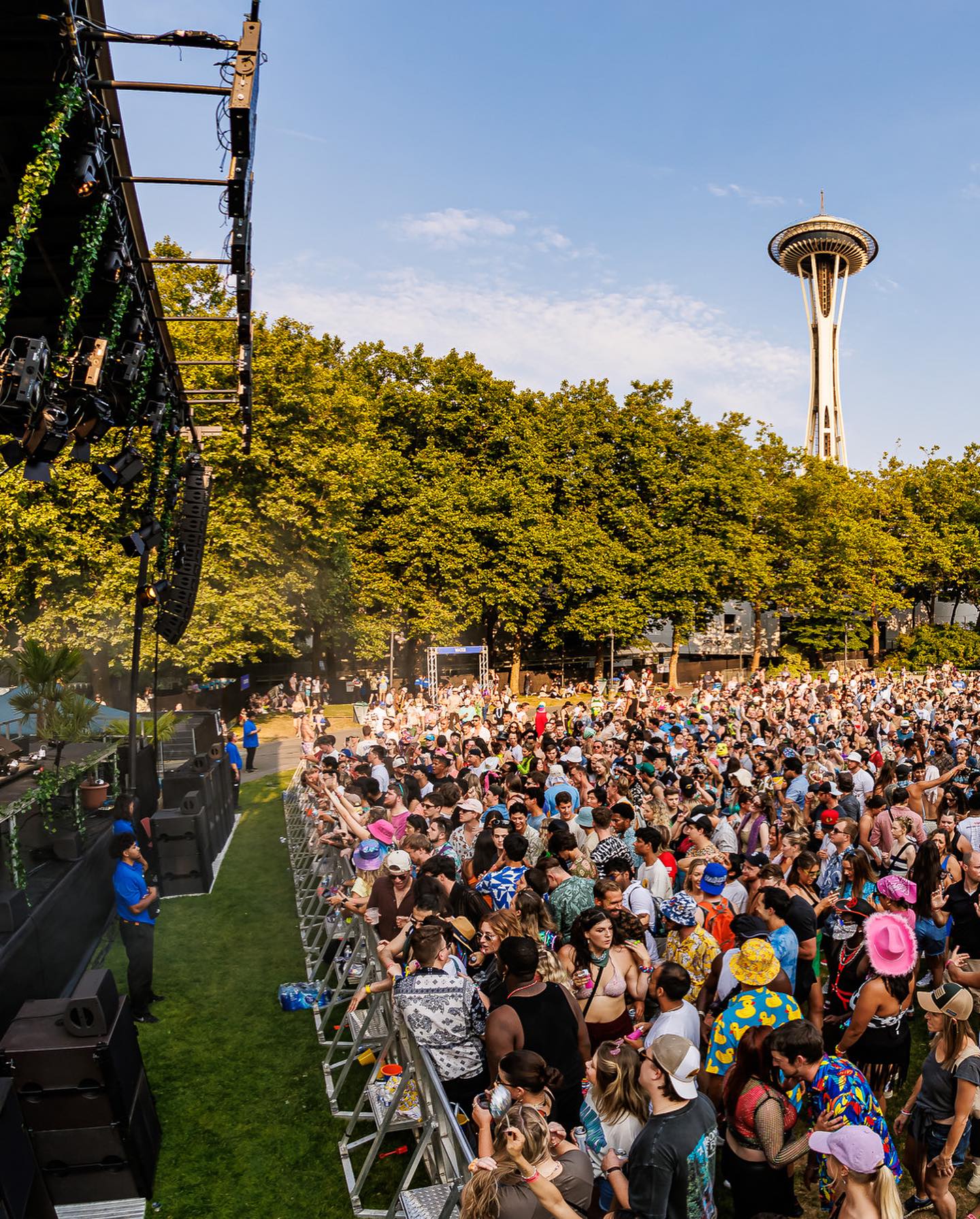 left view of crowd at higher ground 2023 with space needle in background