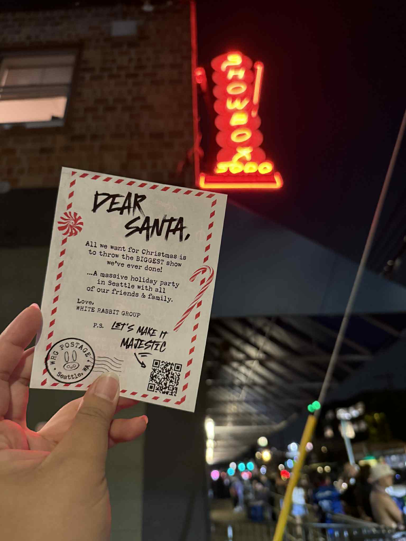 WRG Flyer in front of Showbox Sign