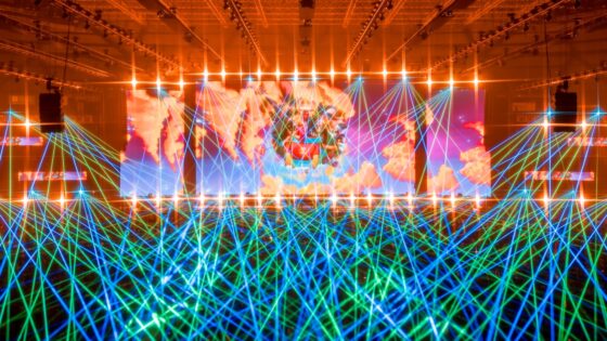 Show of Thunderdome 2026 festival stage with green/blue lasers.