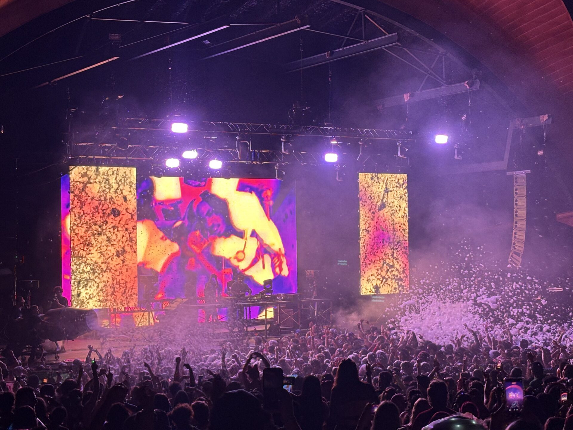 Effin Foam Wonderland with foam covered crowd and psychedelic visuals