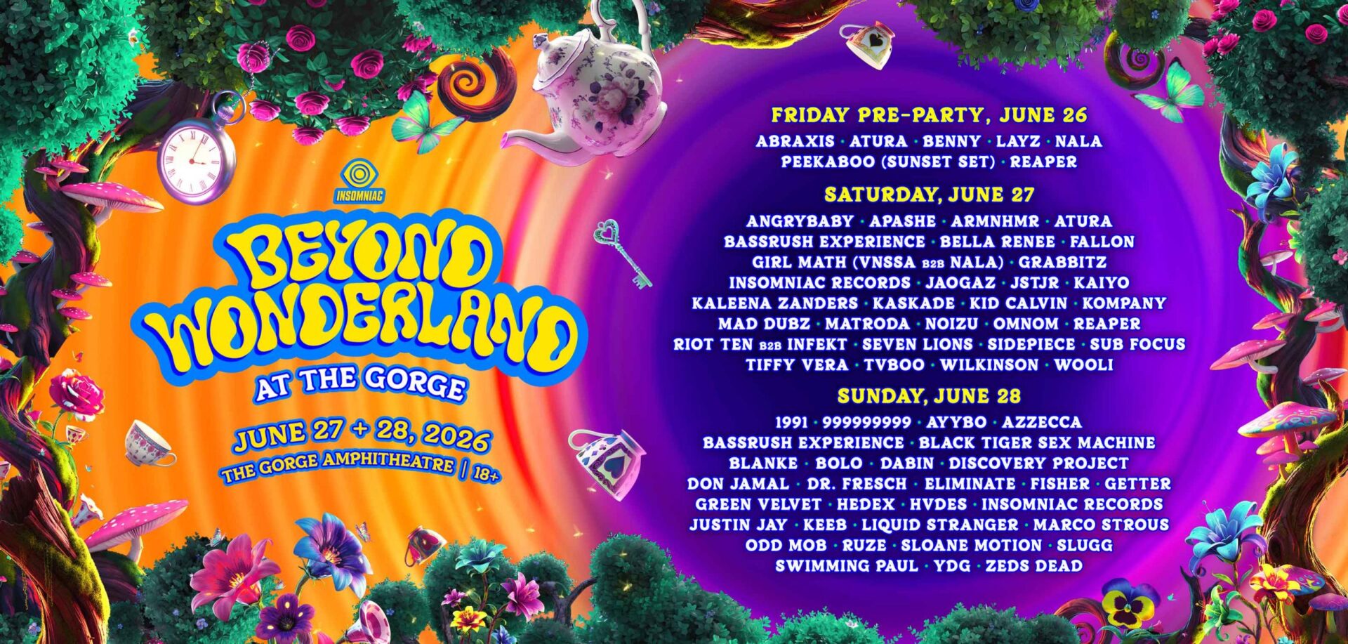 Beyond PNW 2026 wallpaper featuring updated lineup with orange/purple background