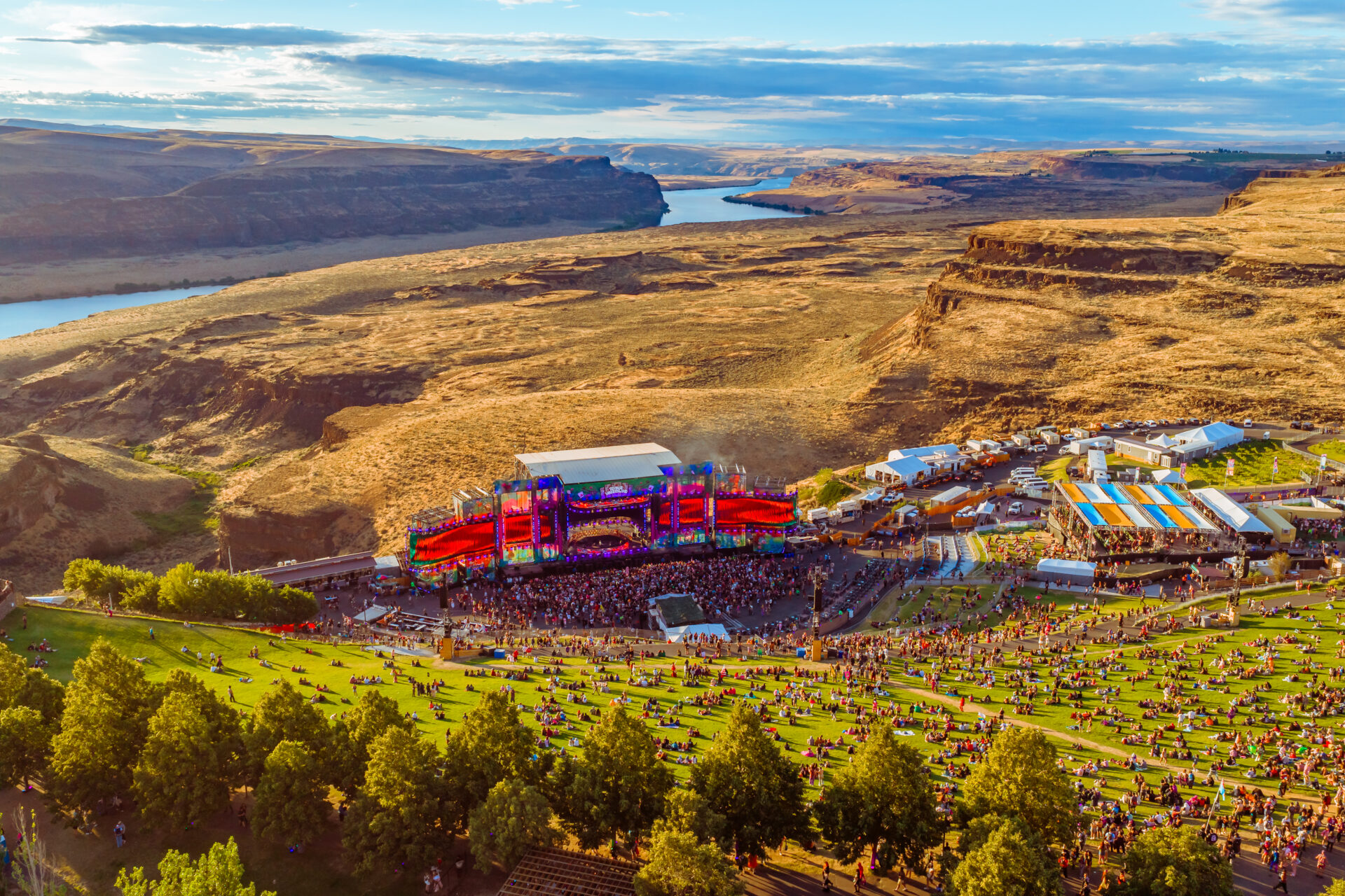 air shot of the main stage and hill