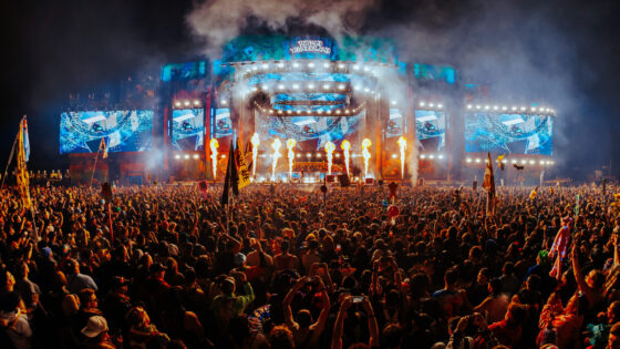 Night shot of the main stage at Beyond PNW 2026 with Wooli playing