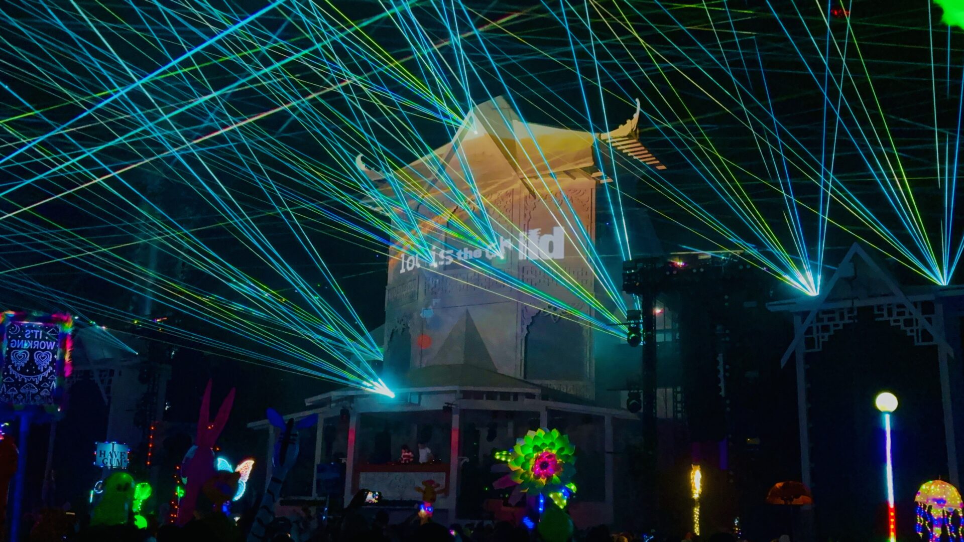 Louis the Child performing at the Pagoda with logo and lasers