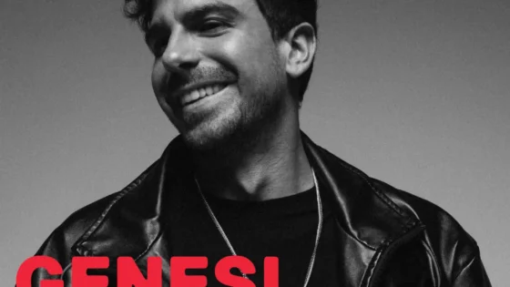 promo for GENESI at Level 1 Sat 9/26, with black and white photo and red text